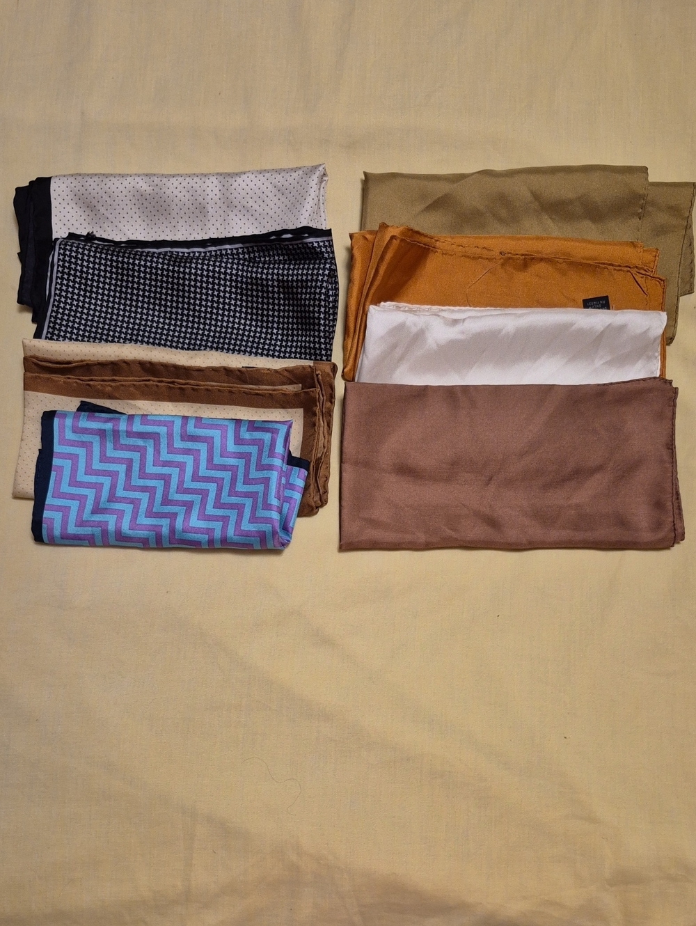 Men's Pocket Squares Set - Assorted Brown, Tan, White & Blue